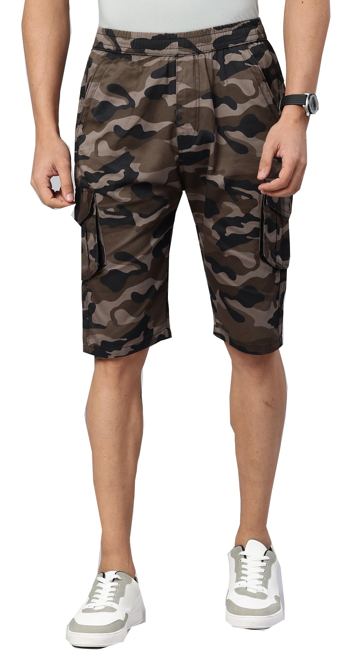 adbucks Men's Regular Fit Army Print Cargo Style 3/4th Pants-picture-18