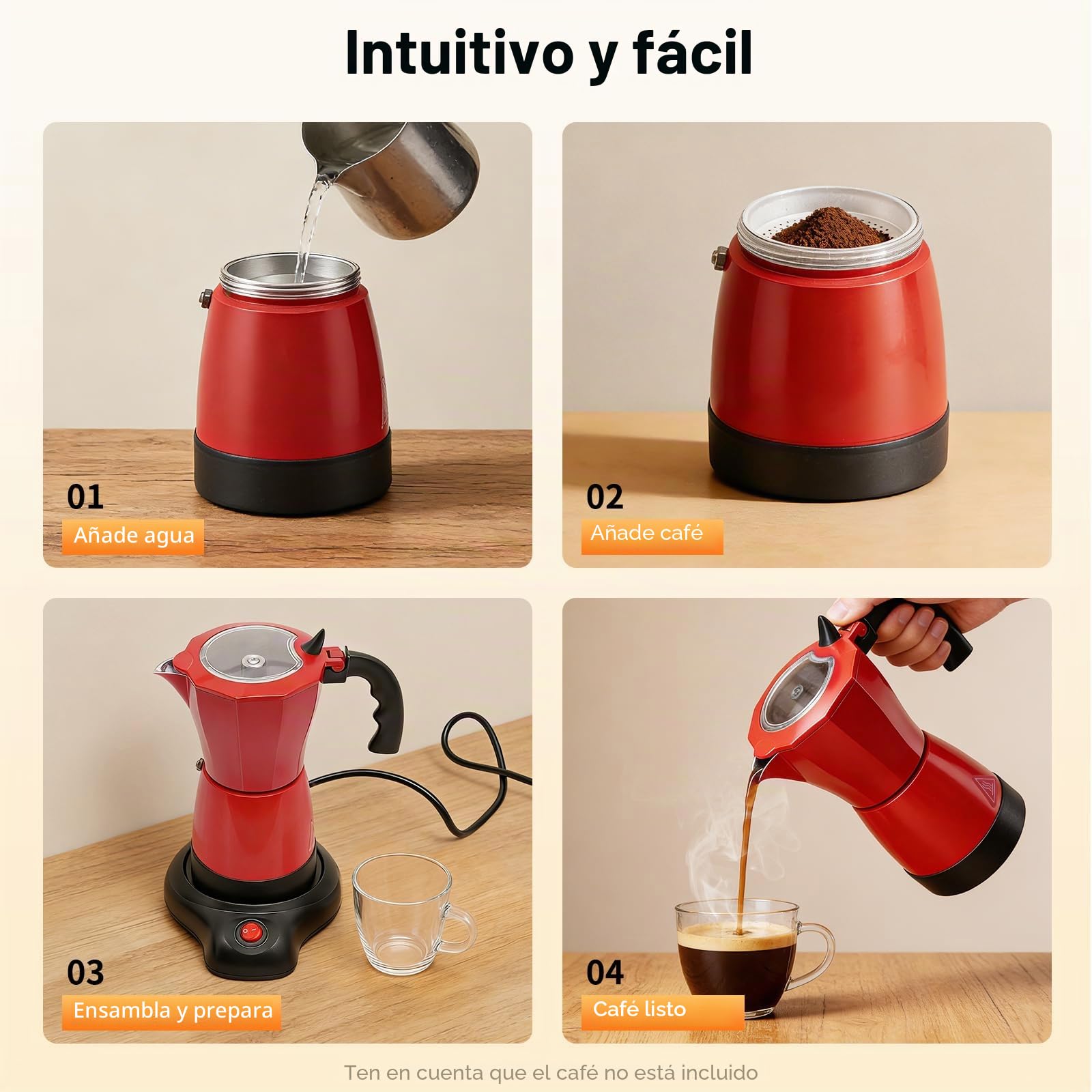 480W Cafetera Italiana 6 Tazas Cafetera para Induccion Cafetera con Base Pequeña Cafeteras Expreso Ofertas Aplicar Casa, Conferencia, Cafetería, DIY Varios Tipos Café Exquisito