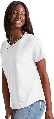 Miniatura 3 de Hanes Camiseta de gran tamaño para mujer, camiseta de algodón con cuello redondo para mujer, talla grande