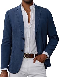 GRACE KARIN Men's Lightweight Casual Blazer Jacket - Slim Fit 2-Button Sport Coat for All Seasons