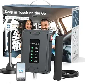 Amplificador de sinal de celular para carro, caminhão e SUV | Aumenta o sinal para todas as operadoras dos EUA nas bandas 2, 4, 5, 12, 13 e 17 | Suporta vários usuários e dispositivos | Fácil de