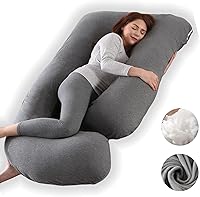 Vista 13 de ALLOPERA Almohada de embarazo, almohada de maternidad de cuerpo completo de 57 pulgadas con funda extraíble lavable, soporte para dormir
