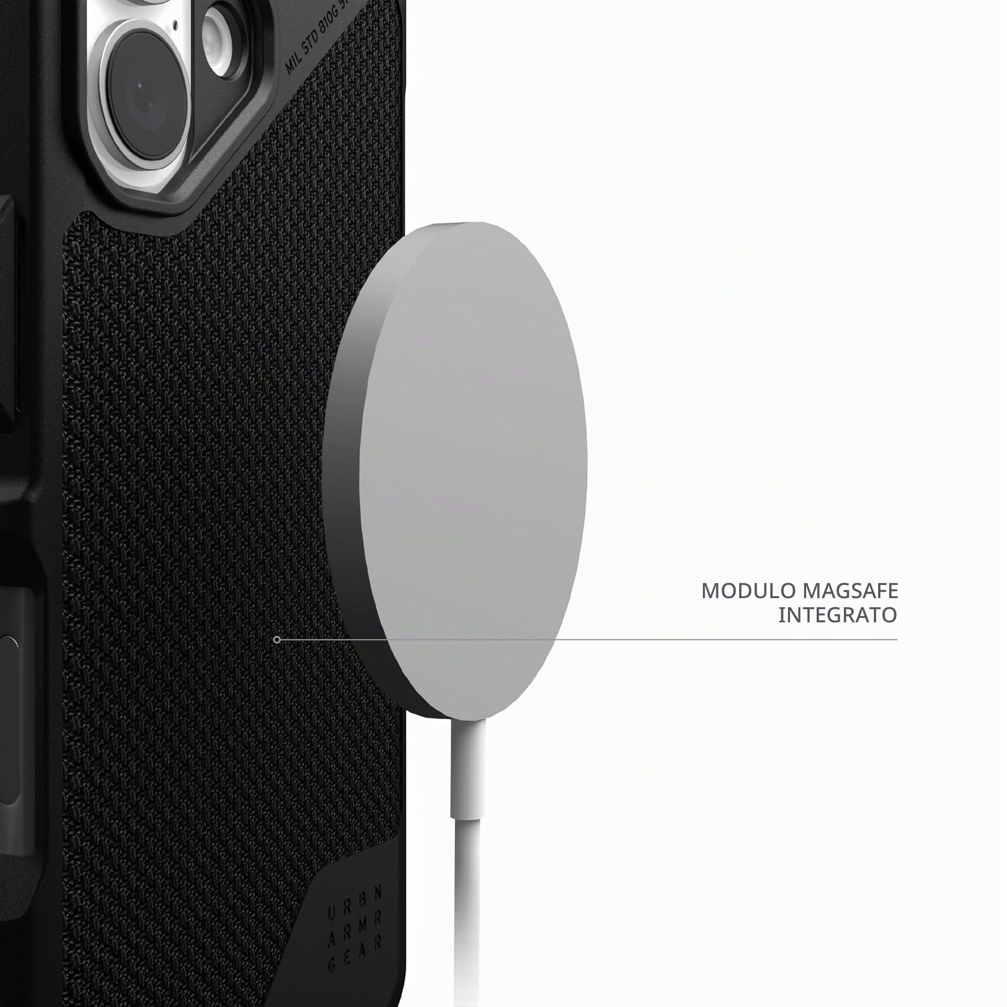 URBAN ARMOR GEAR UAG - Custodia progettata per iPhone 16 Metropolis LT, compatibile con ricarica MagSafe, robusta, antiurto, antiscivolo, di grado militare, colore nero