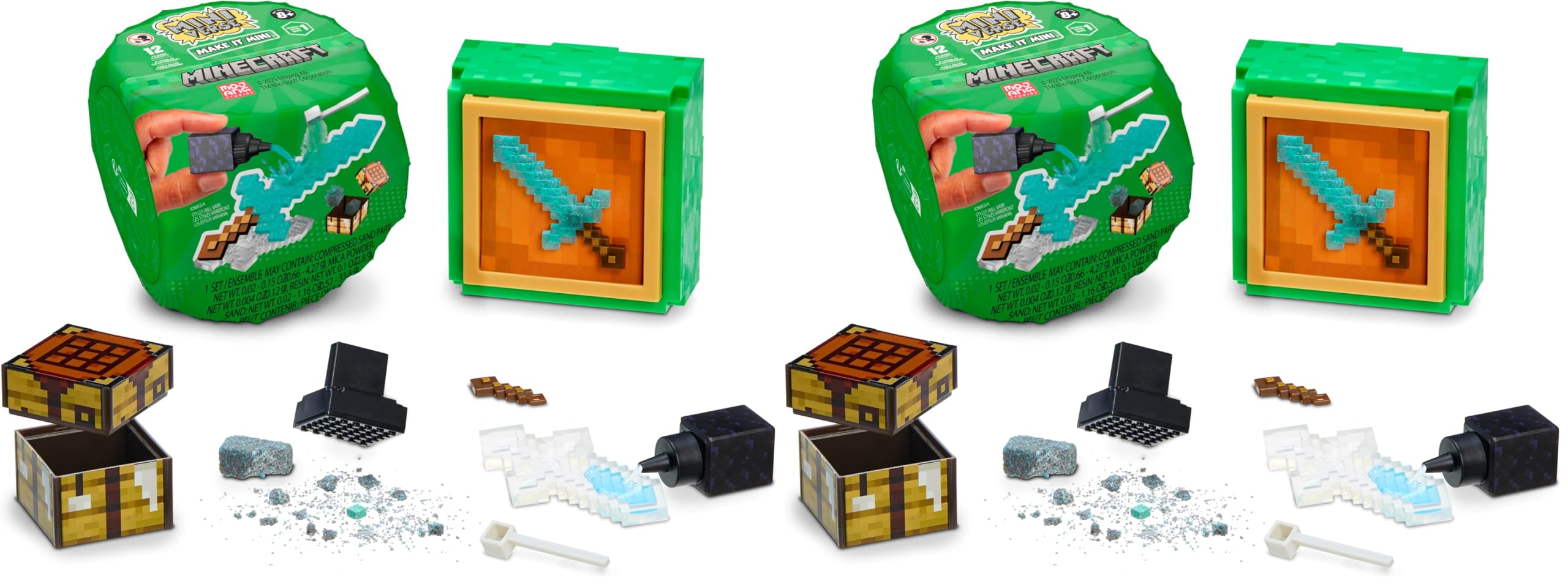 MGA's Miniverse Make It Mini Minecraft - à Collectionner, Emballage Opaque Mystère, DIY, Jeu Résine, 12 Objets, Non Comestible - pour Collectionneurs et Enfants Dès 8 Ans (Lot de 2)