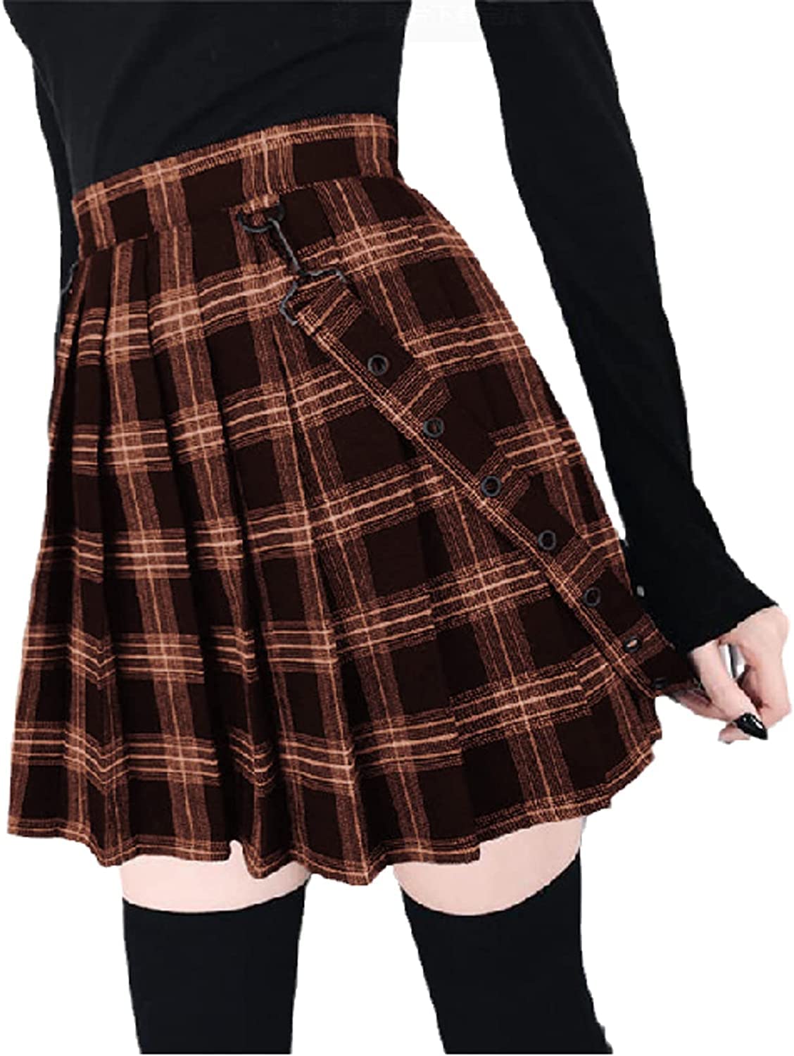 Jupe plissée pour femme - Taille haute - Jupe courte à carreaux - Jupe de danse écossaise - Jupe d'étudiant avec ceinture