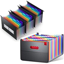 26 Pockets Expanding File Folder, Open Top & Plastic Expanding Hanging File Folders