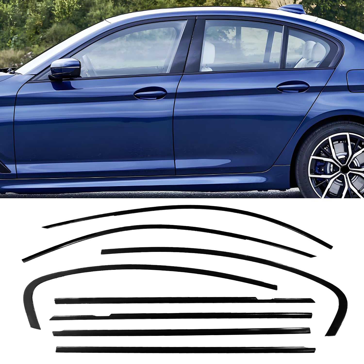 Stainless Steel Window Trim Chrome Delete for BMW G30 530i 540i Black Window Trim Blackout Kit