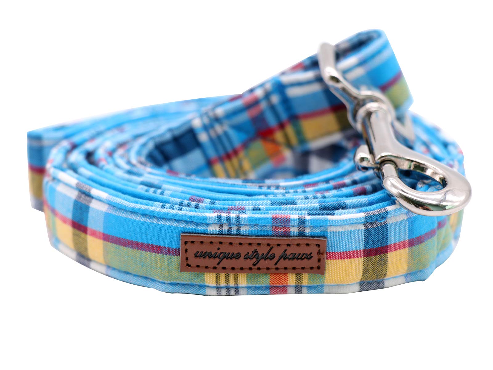 Unique style paws Dog Leashes Heavy Duty Comfortable Handle Dog Leashes with Metal Buckle for X-Small Small Medium Large Dogs Blue Plaid