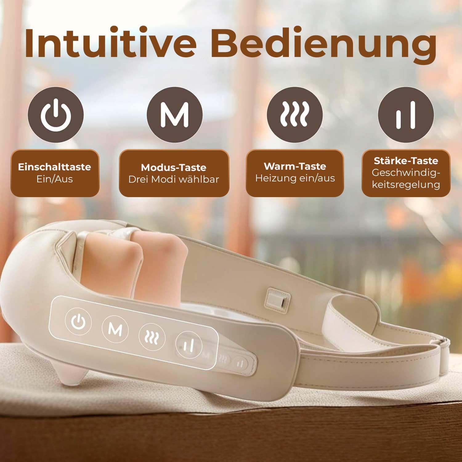 BEM Multi Relax Nackenmassagegerät elektrisch mit Wärmefunktion für Nacken, Schulter, Shiatsu Massagegerät Rücken, 8D-Effekt, 3 Modi, ergonomisches Design zur Entspannung und Schmerzlinderung