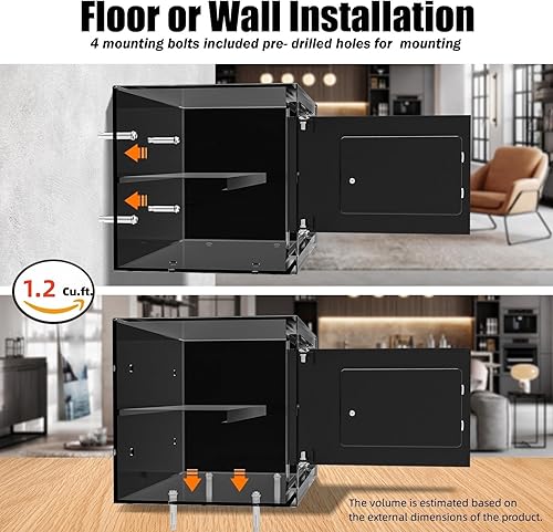 Miniatura 5 de 1.2 pies cúbicos Caja de seguridad PATRON con llave, seguridad digital para el hogar, cajas fuertes de gabinete para documentos en efectivo, cajas