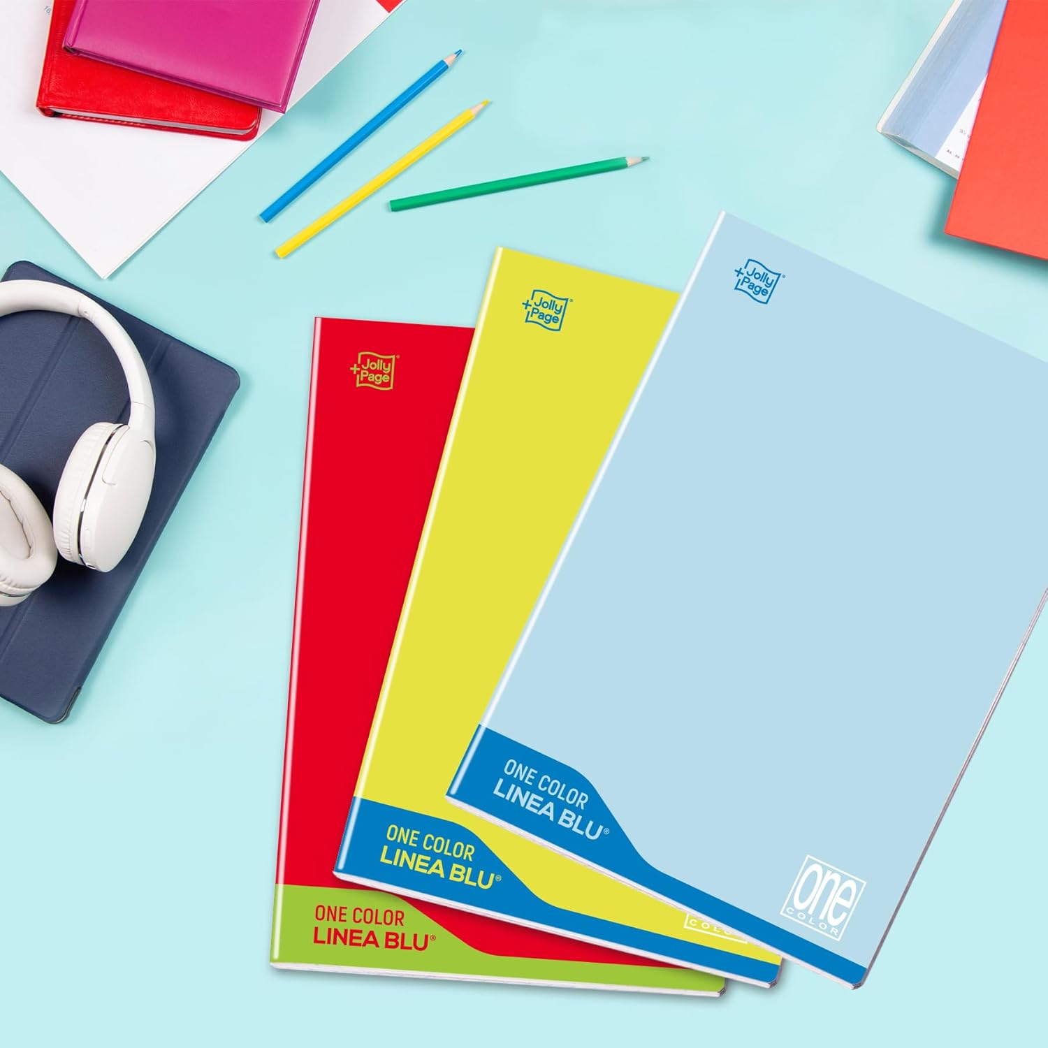 Blasetti - 6 Maxi Learning Notebooks One Colour. 100 g paper, 72 sides + flap, Jolly Page, ideal for dysgraphy, pack containing assorted colours - 10+ squares