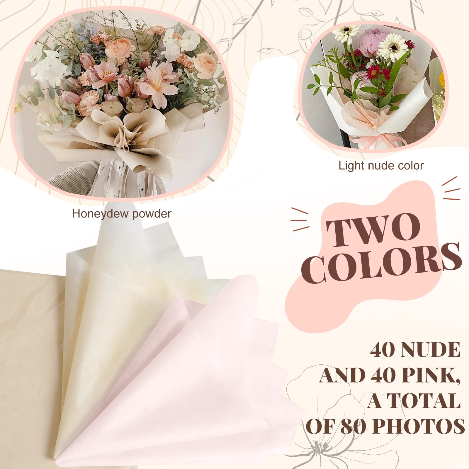 Hojas de Papel de Regalo de Ramo de Flores, Papel para Ramos de Flores 144 Hojas, Ramo Flore Preservadas Decoracion Suave e Impermeable, Ideal para Floristas y Artesanos, 30x30 cm