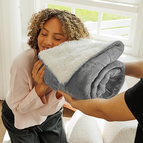 Miniatura 10 de NANPIPER Manta de franela reversible, manta de sherpa, súper suave, mullida, de microfibra de felpa, para regalo