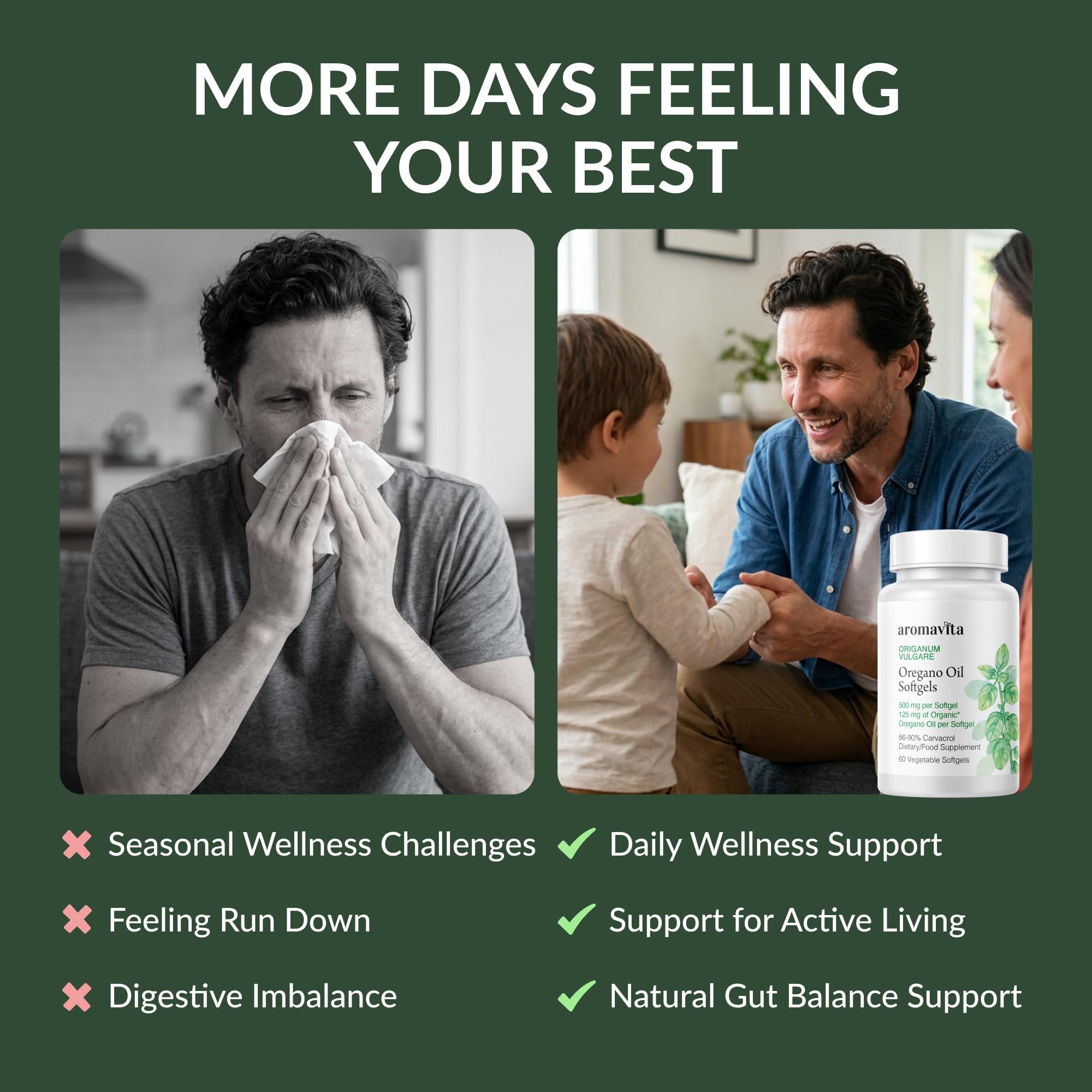 Capsule di Olio di Origano con 86-90% di Carvacrolo (108 mg per Capsula Molle) - Integratore ad Alta Potenza per il Supporto Digestivo - Antiossidante Naturale a Base di Piante, Vegano - 60 Capsule