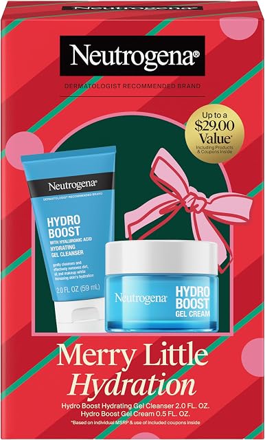 Neutrogena Merry Little Hydration Holiday Gift Set, 2 Items | Hydro Boost Gel Cream, 0.5 oz, Hydro Boost Gel C