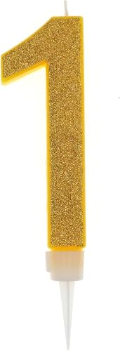 Vela De Cumpleaños 17,5cm Vela Gigante Glitter Oro, Adecuado para Fiestas De Cum