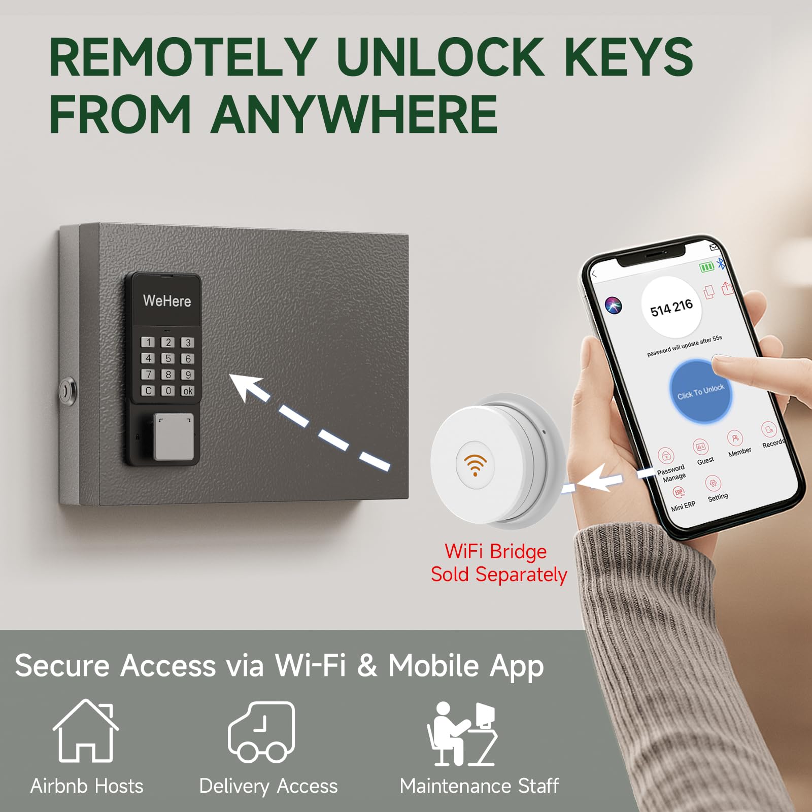 Amazon.com : WeHere 16 Key Lock Box, Smart Wall Mount Key