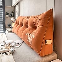 Vista 10 de HM&DX Almohada de lectura triangular con cuña para cabecero, almohada de respaldo de terciopelo con funda extraíble, cojín tapizado para dormitorio