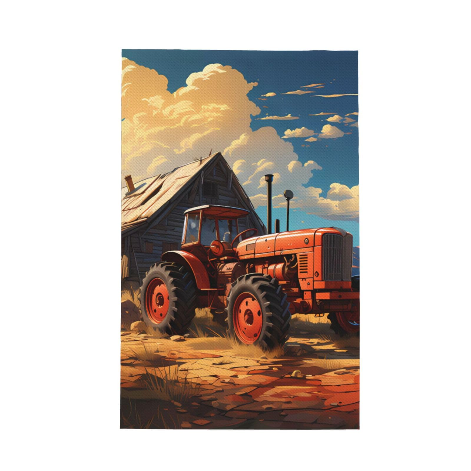 SXZVVBN Farm Red Tractor Super Absorbent Microfibre Waffle Towels Fast Drying Dish Cloths Home Cafe Barista