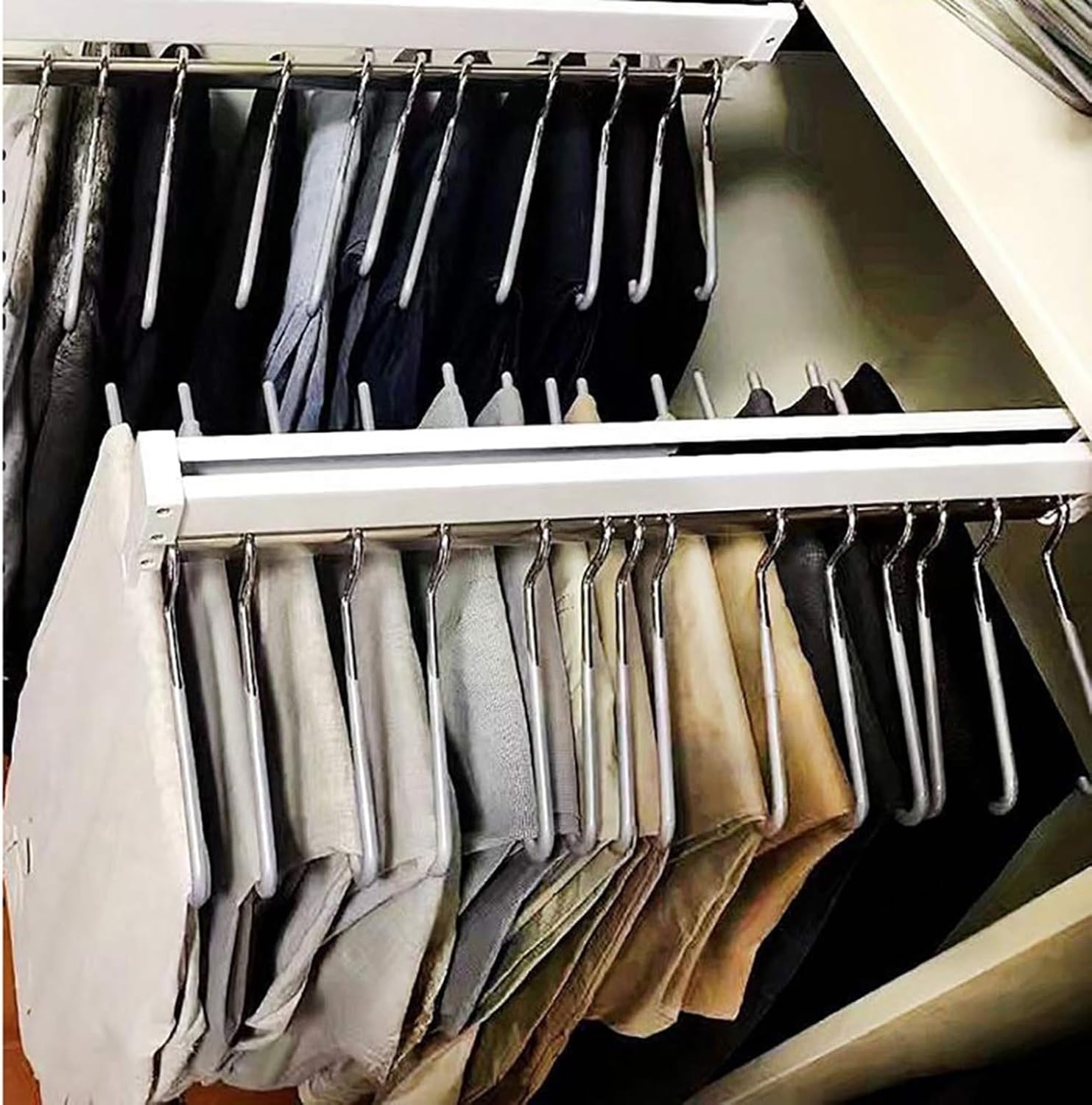 拡張可能な引き出し式クローゼットロッド - ワードローブ引き出し式ズボンラック、調節可能な30～80cmワードローブレール洋服ラック 拡張 可能な引き出し式クローゼットロッド - ワードローブ引き出し式ズボンラック、調節可能な30～80cmワードローブレール洋服ラック ... 伸縮式引き出し式クローゼットロッド - ワードローブ引き出し式ズボンラック、調節可能な30-80cmワードローブレール洋服ラック、2