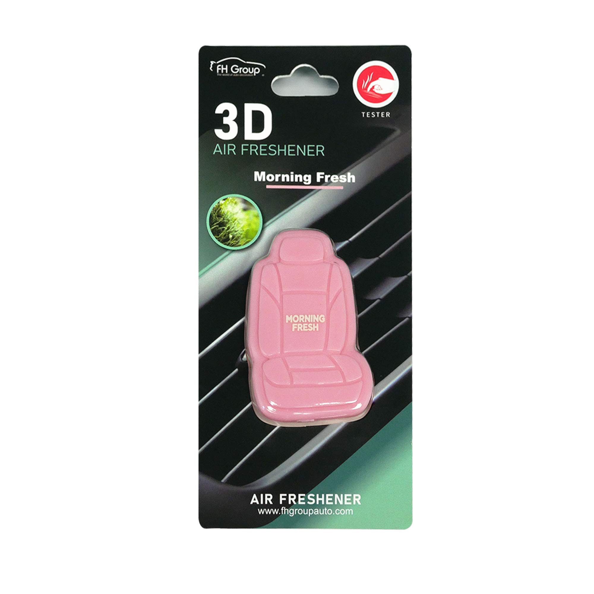 FH Group Morning Fresh 3D Scented Air Freshener 1-Pack Clip-On Non-Toxic, Plastic Alcohol-Free Fragrance Oil Car Seat Shape Long Lasting for Cars, SUVs, Closets, Small Spaces, etc. Pink