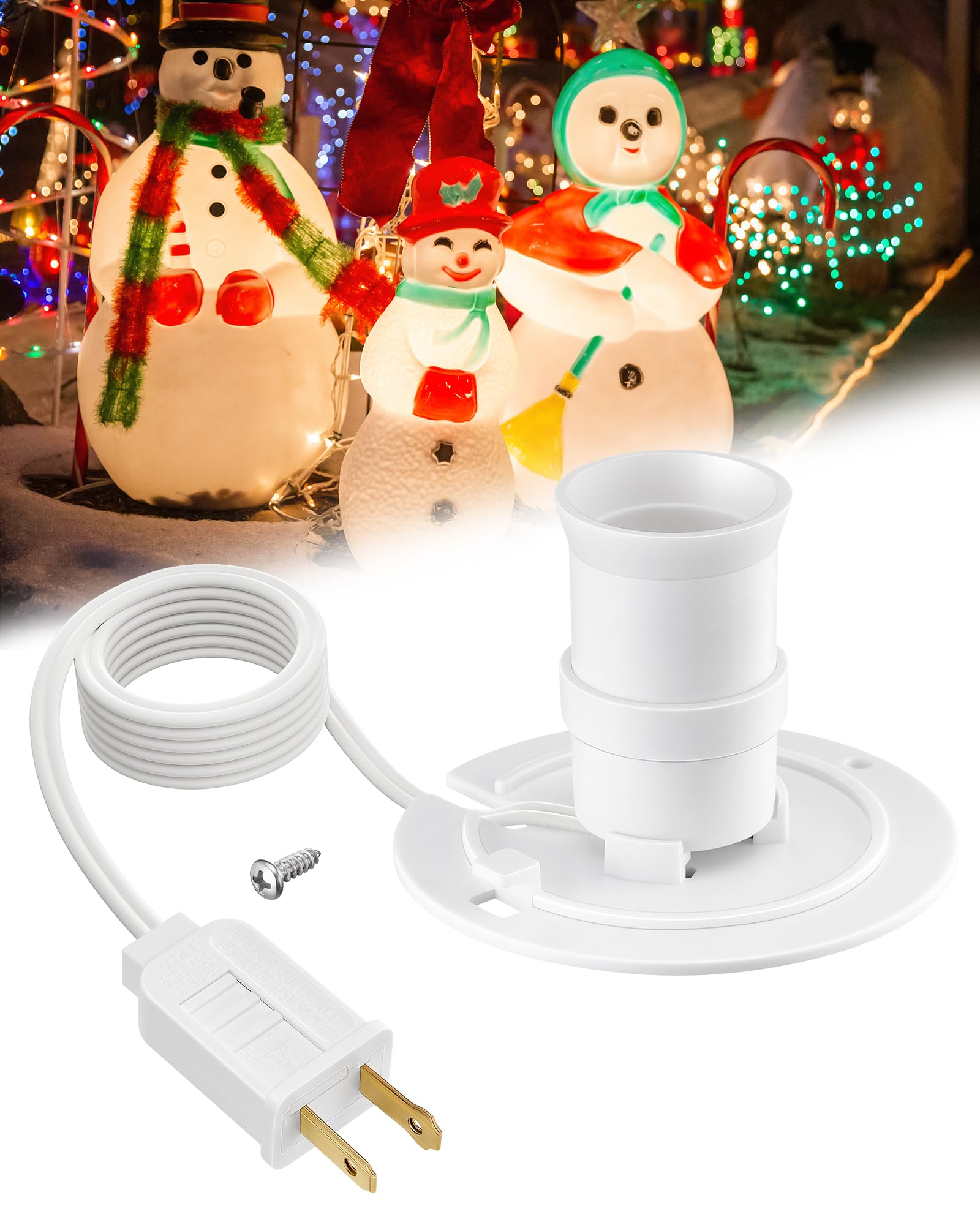 SURAIELEC Blow Mold Light Kit Replacement, Outdoor Lights With E26 E27 Socket, 3.5" Universal Light Plate for Santa, Wisemen, Halloween Christmas Village House, 5 FT Cord