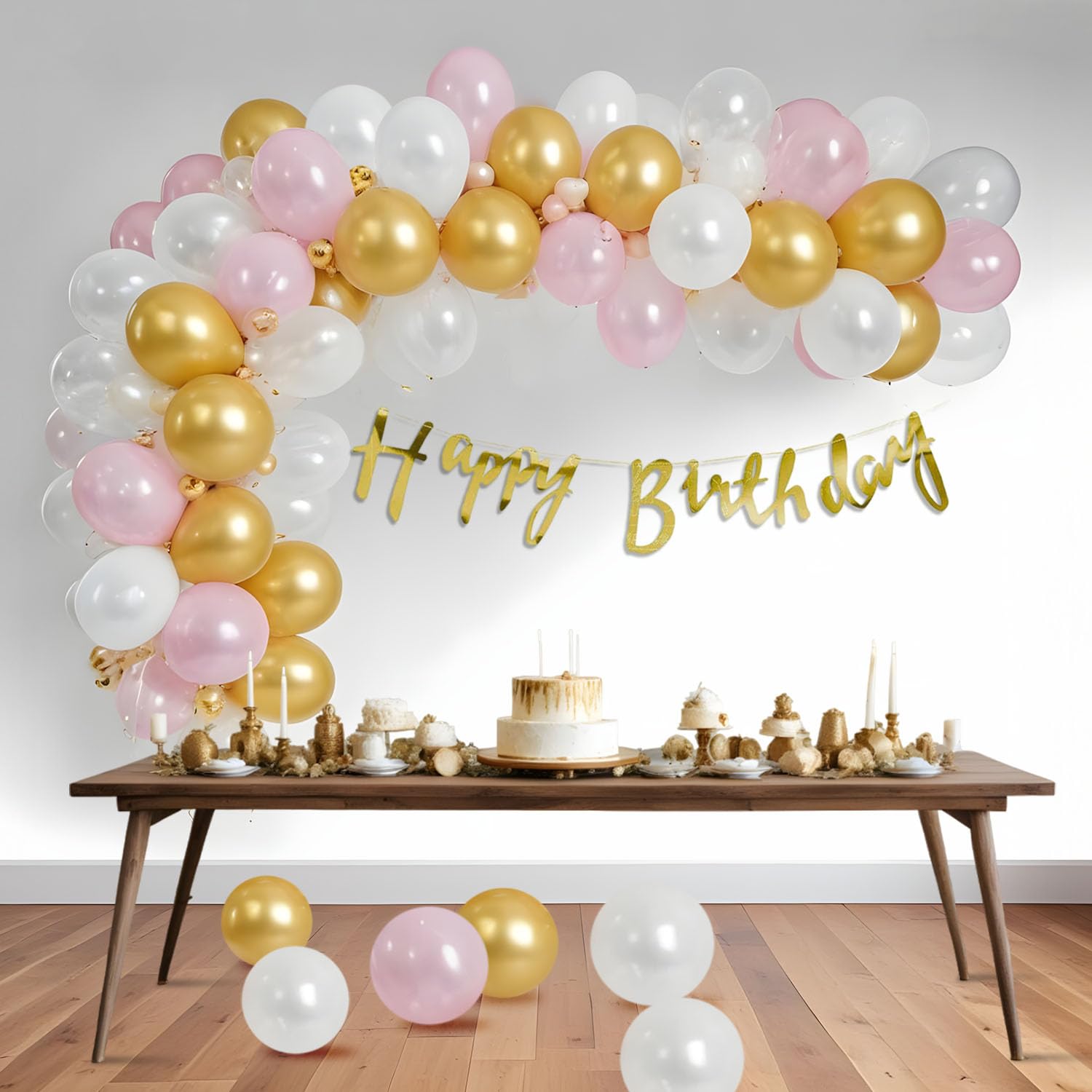 Party Propz Happy Birthday Decoration Items - 53 pcs Birthday Balloons For Decoration | Birthday Decoration Items for Girl | Happy Birthday Balloons | Happy Birthday Banner (Cardstock)