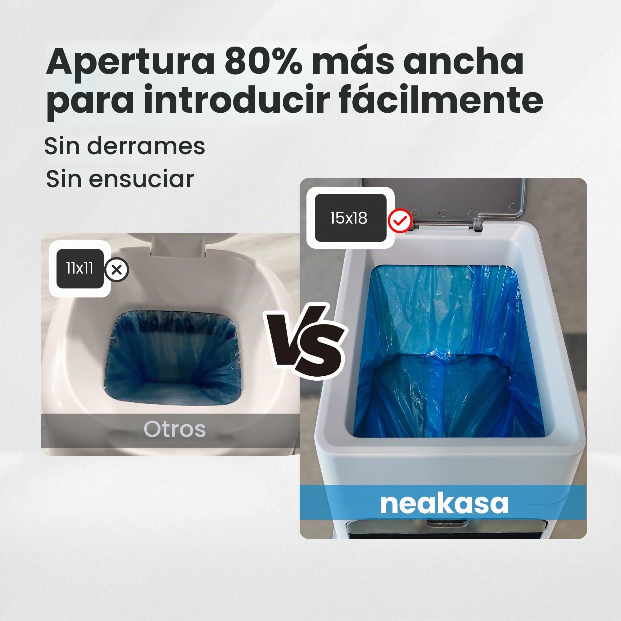 Neakasa PooGuard - Cubo de basura de 9.2 L para arena de gatos, desechos de perros y pañales, con ventana de visualización, apertura más amplia y bolsa de repuesto de 4 meses (gris)