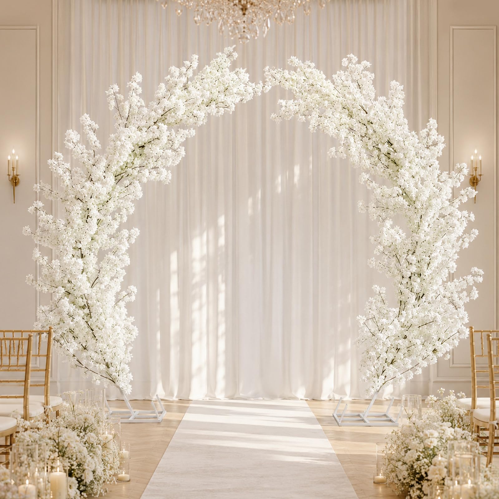 AUTUMFLATGAO Balloon Arch Stand Kit 2 Pack, White Metal Half Arch Stand with Square Bases, Reusable Arch Backdrop Stand for Wedding, Party, Floral Arrangement and Event Decor
