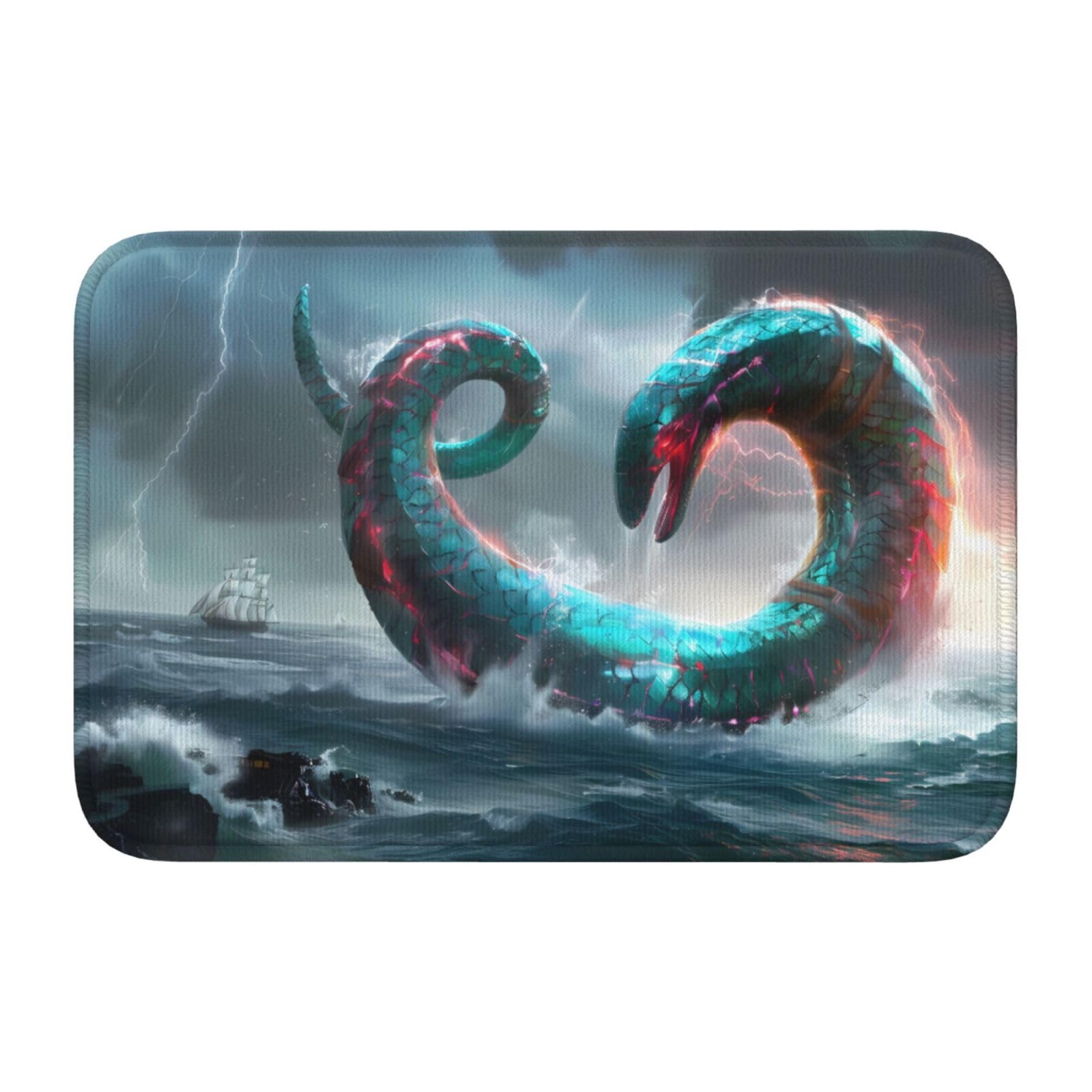 Tapis de sol antidérapante JKIEGOQ facile à nettoyer motif serpent mer