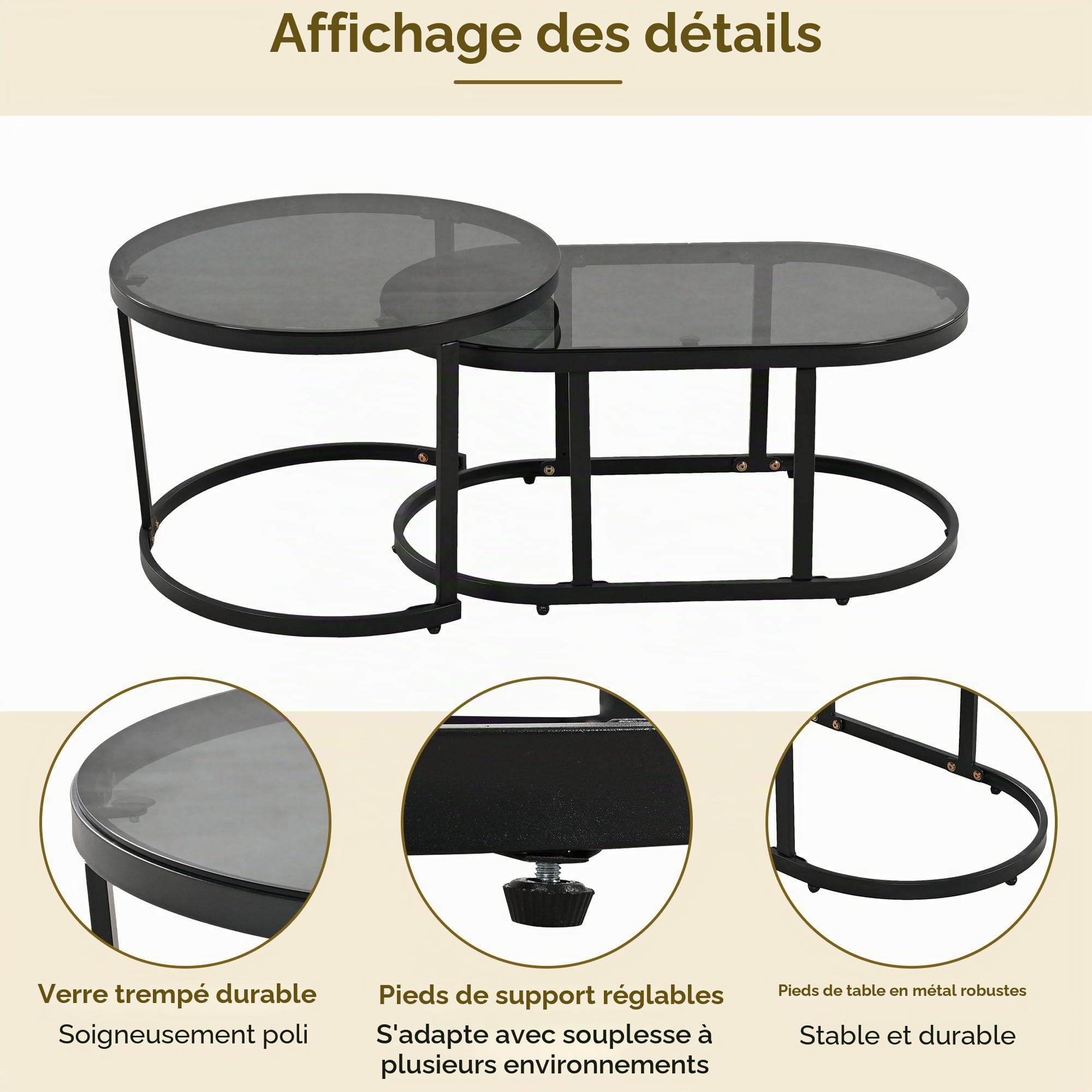 Salon de Jardin Exterieur 5 Personnes, canapé 5 Places avec Table gigogne en Verre, Coussins, tressée Salon de Jardin Aluminium, canapé d'extérieur pour terrasse, pelouse, Balcon,Gris