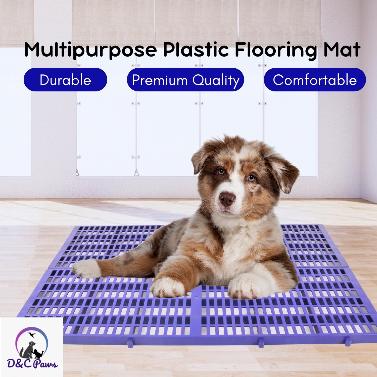 D&C PAWS Pet Plastic Floor Mat 36 x 12 Inch Heavy Duty Waterproof Flooring Bed Mat Ideal for Dogs/Cat/Rabbit/Goat (Blue, Pack of 2) 3