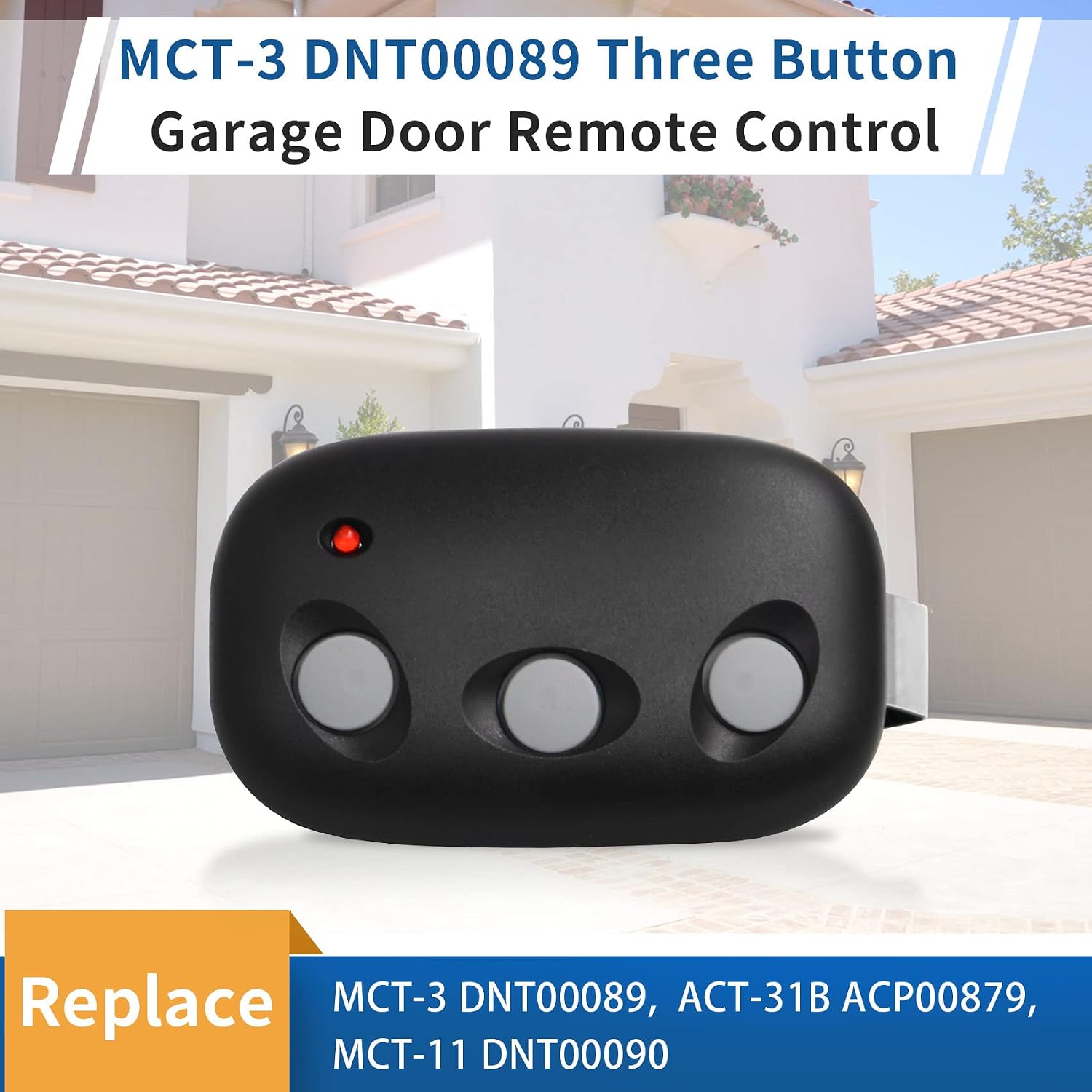 MCT-3 DNT00089 for Linear Garage Door Remote, Compatible with Linear Ld050 and Linear Ld033. MCT-3 Garage Door Opener Remote Can Replace Linear MCT-11 ACT-31B, 318MHZ