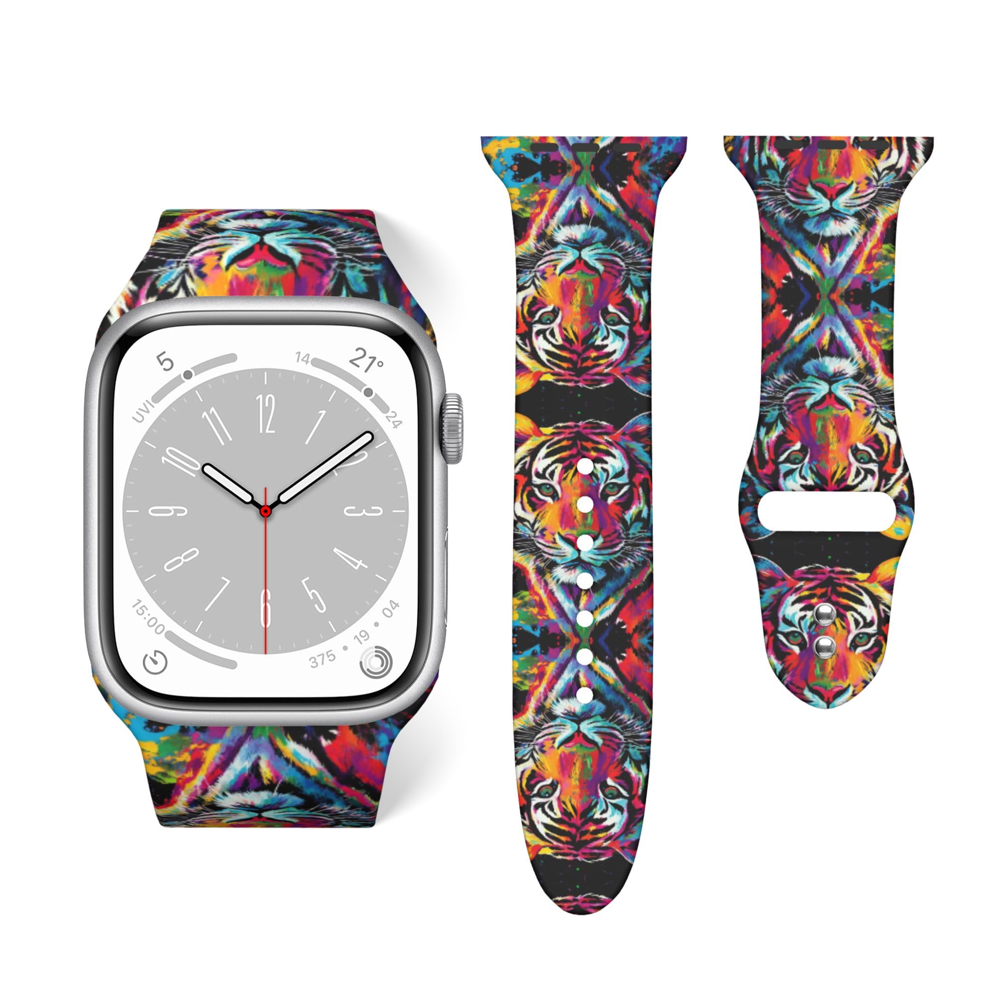 Full Print Compatible with Apple Watch Band, Fashionable Silicone Strap Compatible with Apple Watch Models