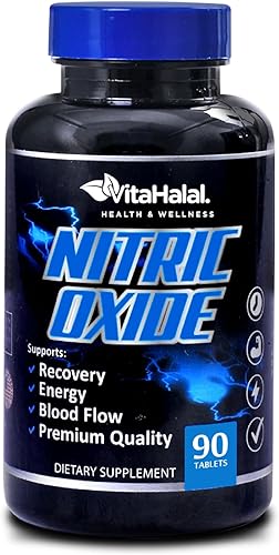 VitaHalal Suplemento de óxido nítrico, potente refuerzo de óxido nítrico para hombres para apoyar la presión arterial, flujo sanguíneo saludable,