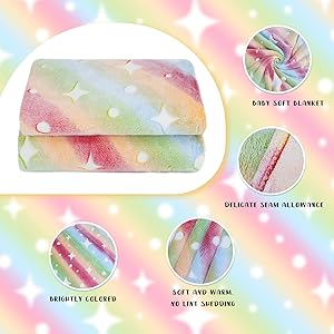 Kids Blanket Glow in The Dark Blanket Rainbow Fleece Throw Blanket Stars Blanket Glow in The Dark Blankets for Girls Boys Teen Kids
