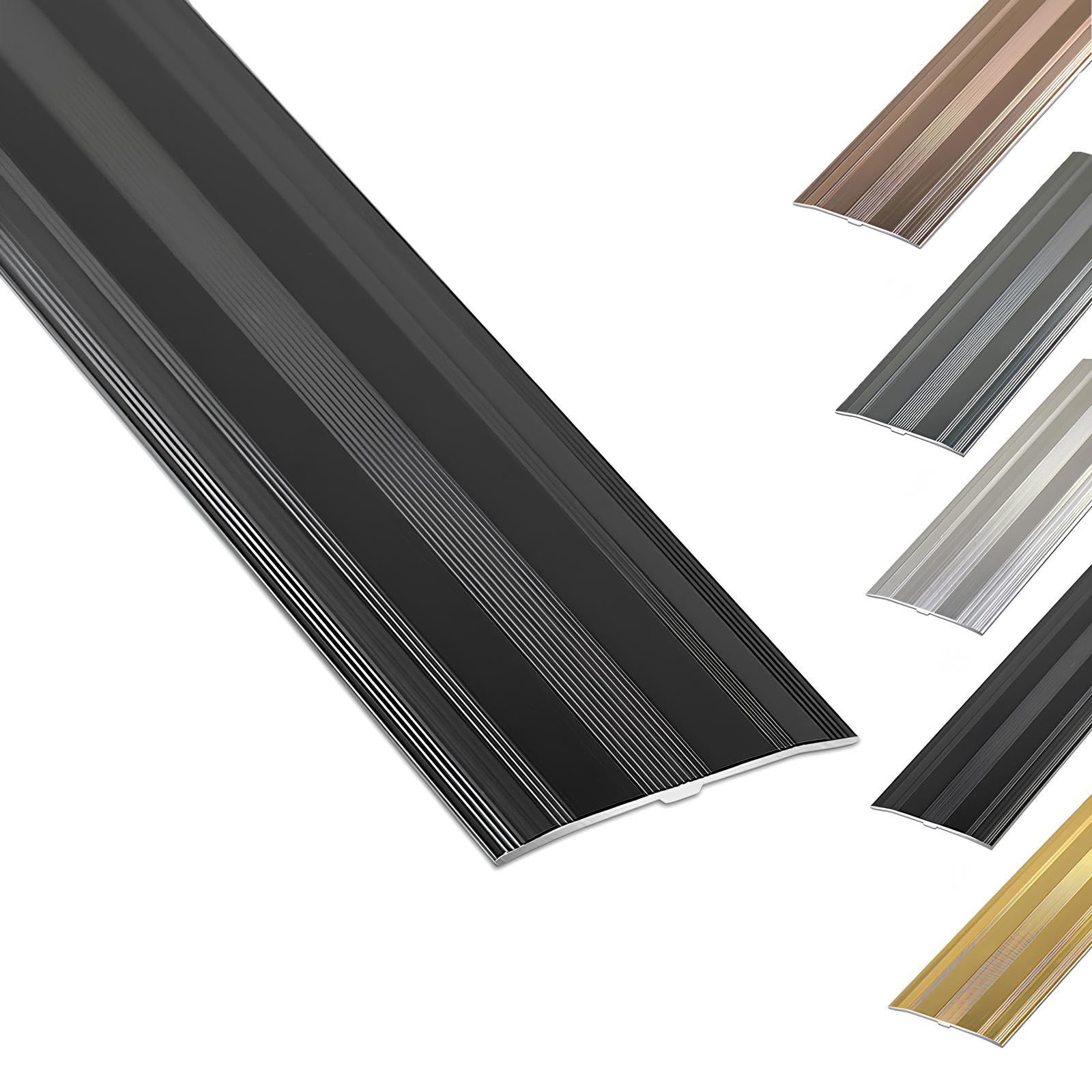 6cm Extra Wide Aluminum Carpet Cover Strip Door Bar Trim - 90cm/105cm/150cm Premium Doorway Threshold Transition For Floor Gaps(Black,95cm/37.4in)