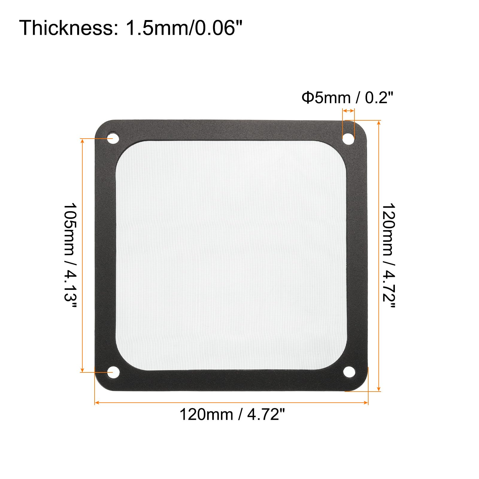 MECCANIXITY 2PCS PC Dust Filter, 120x120mm Magnetic Frame Nylon Computer Case Cooler Dustproof Mesh Cover Fan Grills for Computer Chassis Speakers, Black