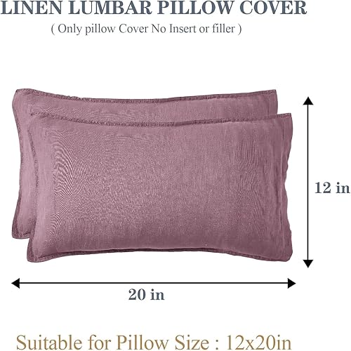 Miniatura 4 de Simple&Opulence Juego de 2 fundas rectangulares decorativas 100% de lino para cojín lumbar de 12 x 20 pulgadas, para sofá, cama, sala de estar,