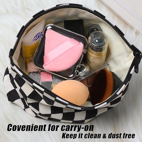 Miniatura 7 de 6 bolsas de polvo triangulares para polvo facial, suave terciopelo para maquillaje con funda, negro y rosa