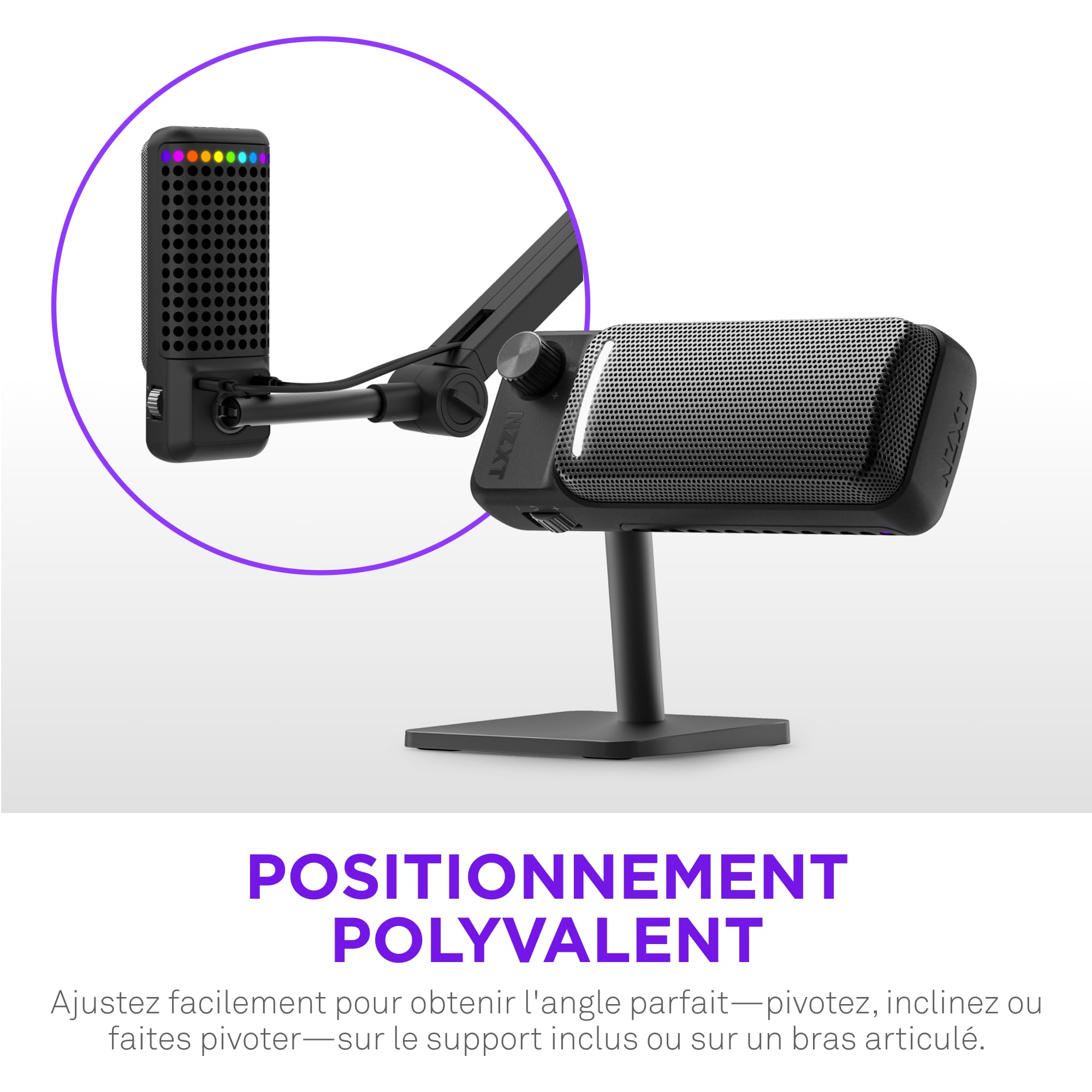 NZXT Capsule Elite : Microphone à condensateur USB Haut de Gamme pour Les Jeux, Le Streaming, Les podcasts et l'enregistrement – Son de qualité Studio – Design Multipositions – Logiciel DTS – Noir