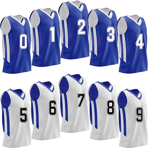 10-Pack Men's Reversible Custom Basketball Jerseys, Plain Mesh Athletic Sleeveless