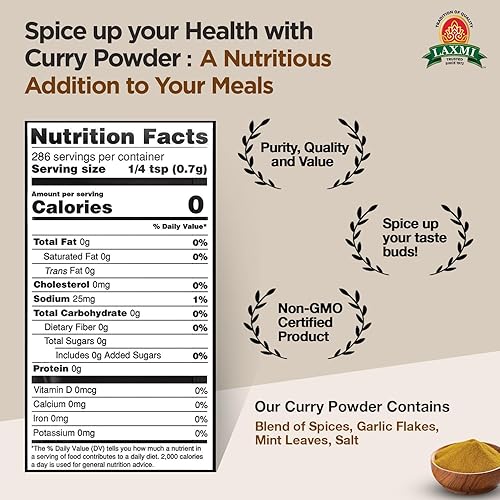 Miniatura 2 de Laxmi Curry Powder 200gm (7oz) | Condimento de curry en polvo con una mezcla de especias | Producto sin OMG | Para cocinar y condimentar | Te ahorra