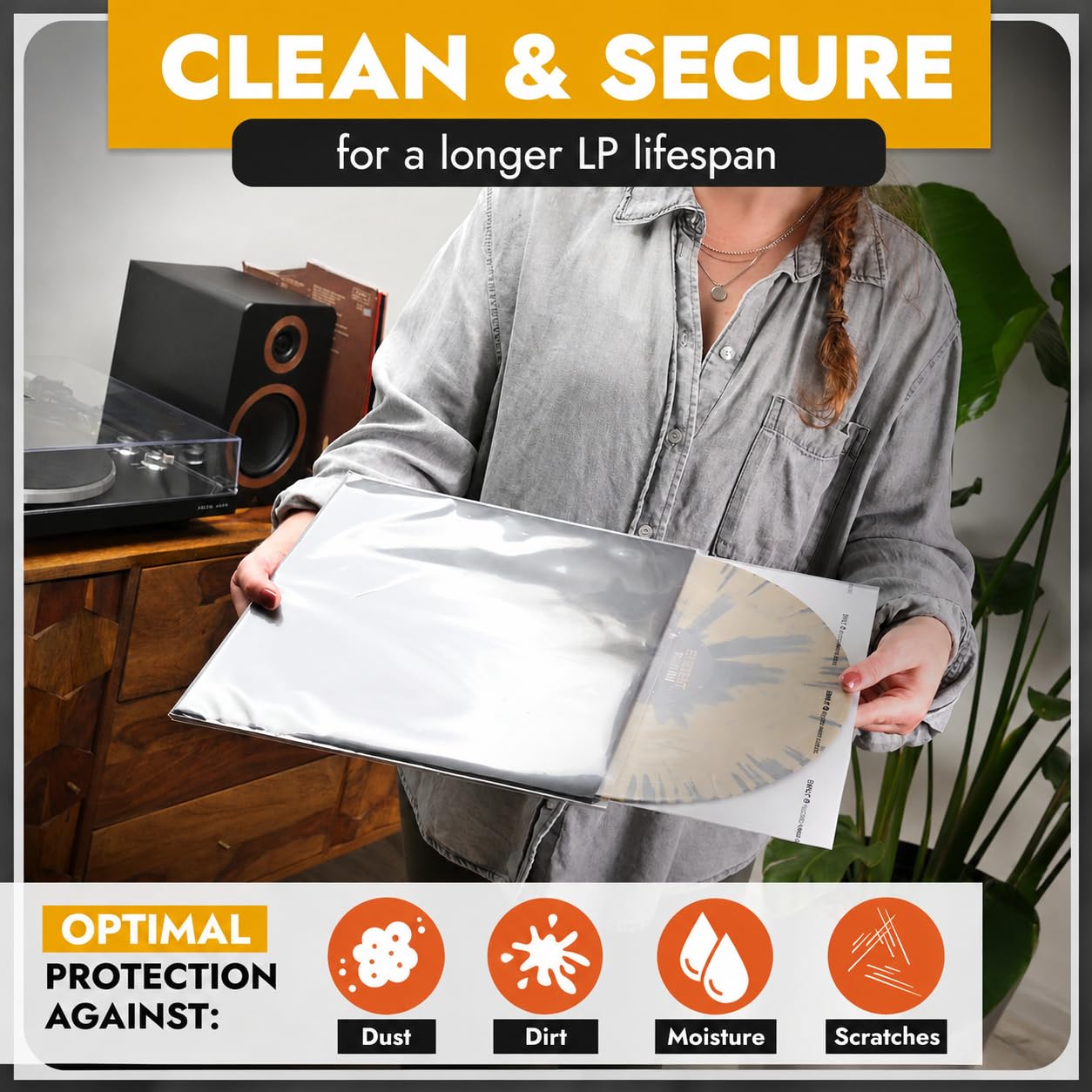 Custodie interne per dischi in vinile (50 pezzi) | carta di riso | antistatica (12")