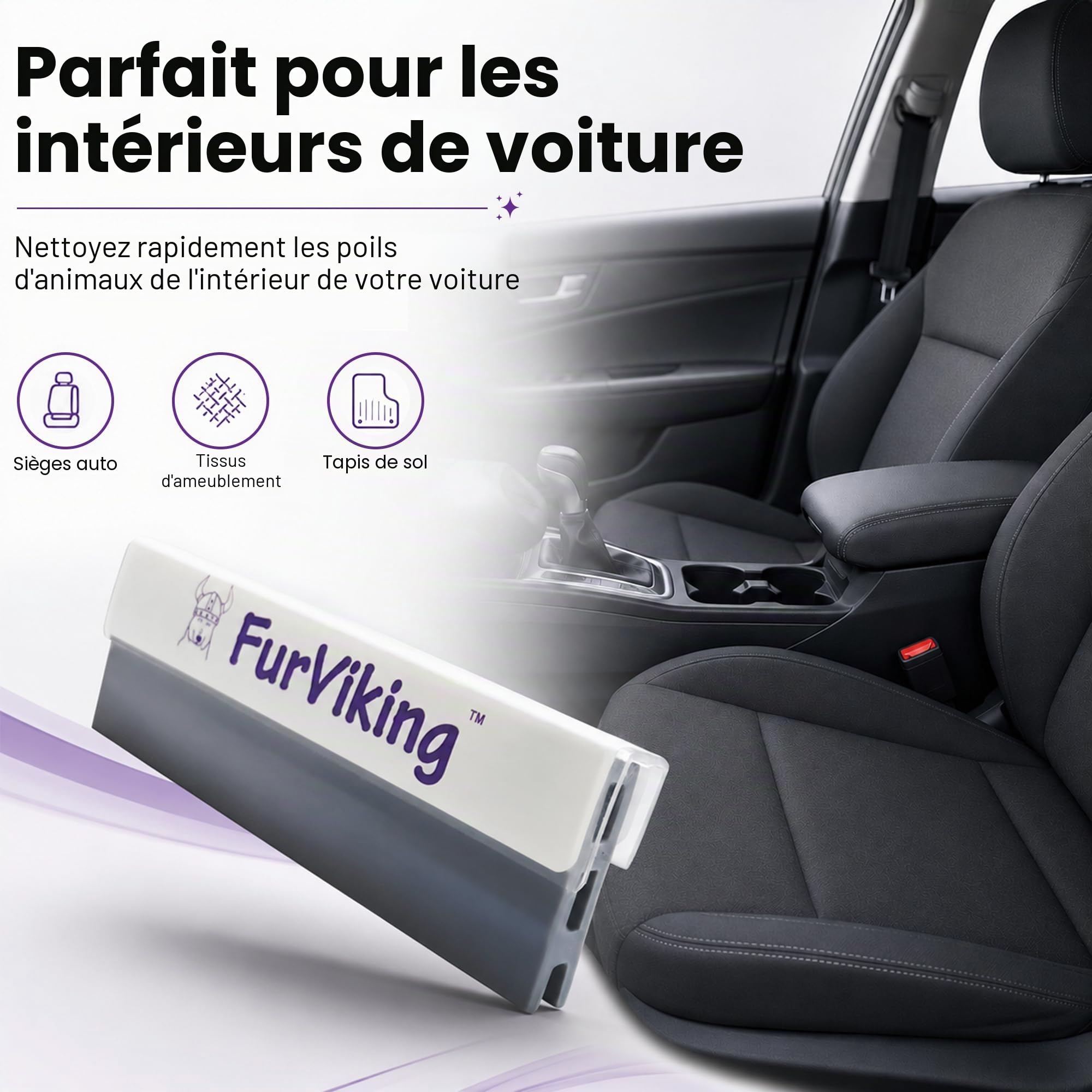 FurViking Épilateur pour poils d'animaux | Enlever les poils de chat et de chien de la voiture, de l'appartement, des vêtements