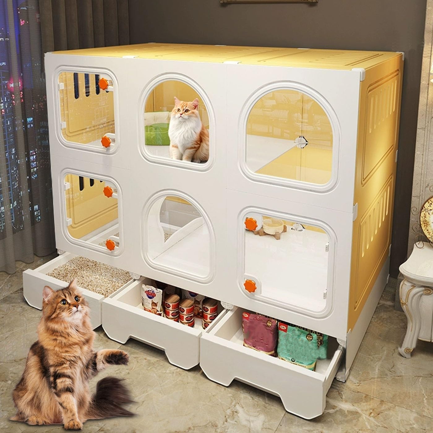 s Enclosures, Bottom Heightened with Storage Drawer, s Indoor with Litter Box, Can Be Scrubbed with Water(107 * 47 * 87cm)