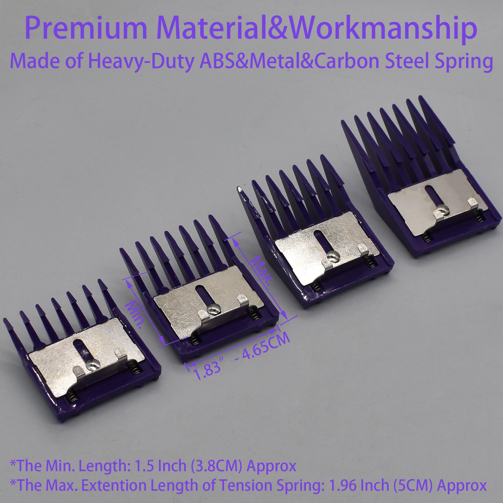 4 Pieces Professional A5 Style Hair Clipper Attachment Guard Guide Cutting Combs Set 76926-900, 1/8", 1/4", 3/8", 1/2" - Image 4