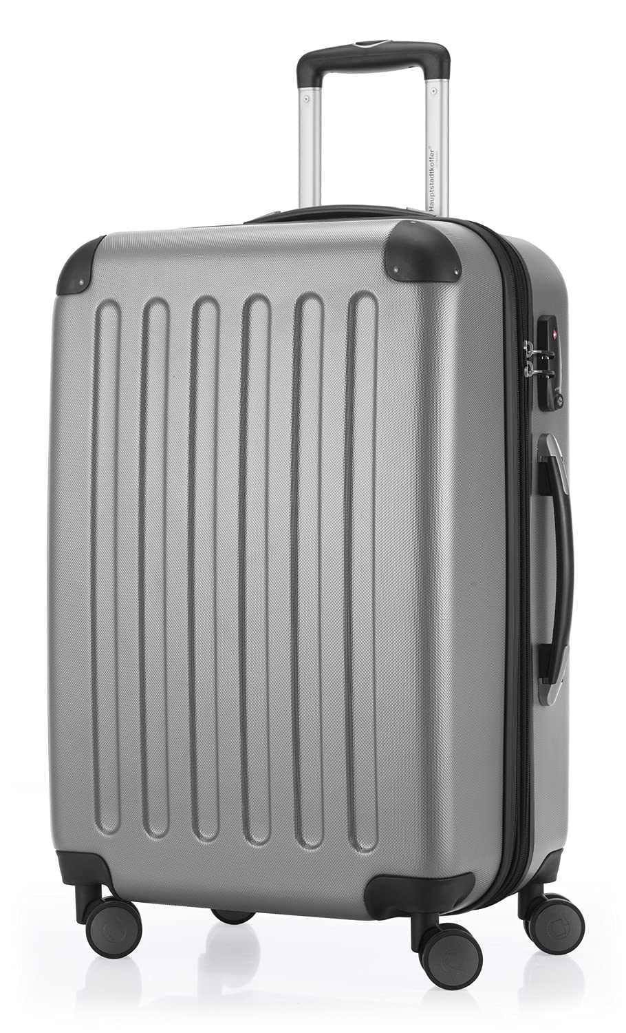 Hauptstadtkoffer - SPREE - Valigia rigida, Trolley espandibile, Bagaglio con 4 ruote doppie, TSA, 65 cm, 74 litri, Argento