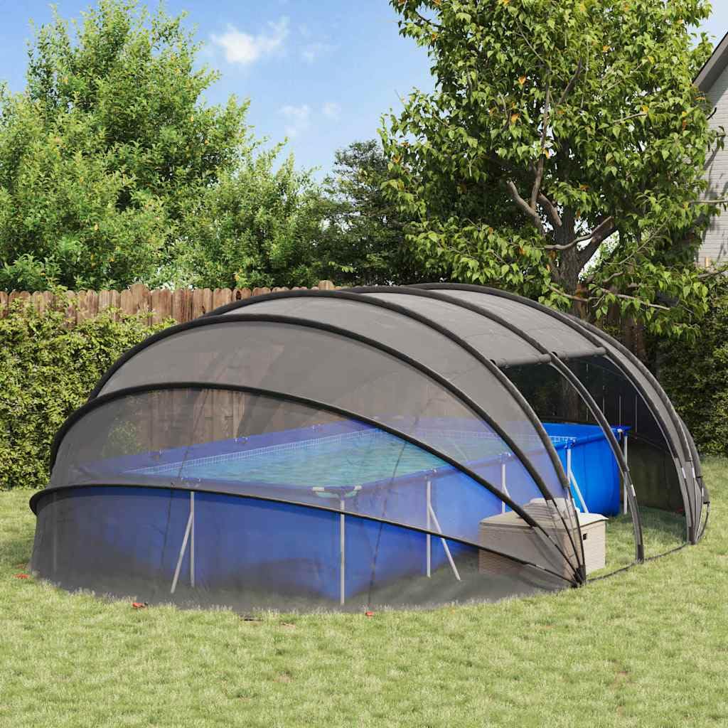 Tenda da piscina a cupola trasparente, 538 x 440 x 204 cm, per piscina esterna, in poliestere 185T con rivestimento in PU, impermeabile, resistente ai raggi UV e ignifuga, con porte arrotolabili con