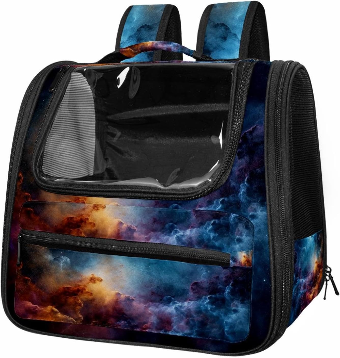 Portable Travel pet Backpack Carrier Hamster Bag Small Dog cat Carrier Breathable Hang Bag, Stars Nebula